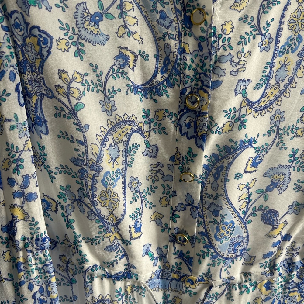 Milly NWT Floral Blue and Cream Dress